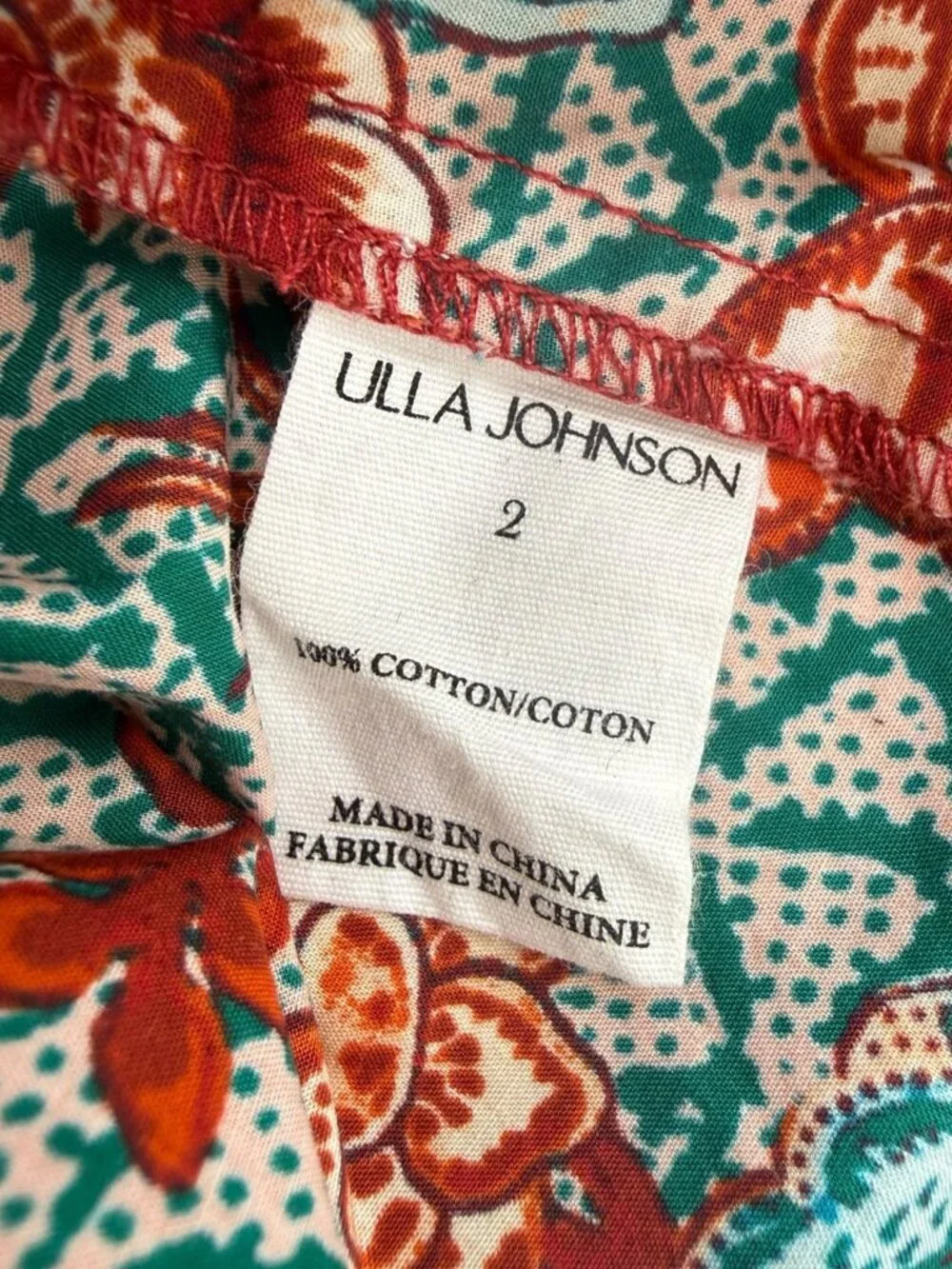 ULLA JOHNSON Evelyn Floral Print Puff Sleeve Top Size 2 K0894